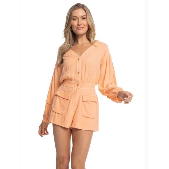 Fate Pants - Fate Rompers | Fate Oriana NWOT linen romper size S orange